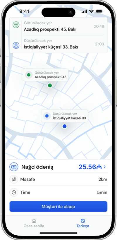 Marşrutu gör, qiyməti bil, müştəriyə çat