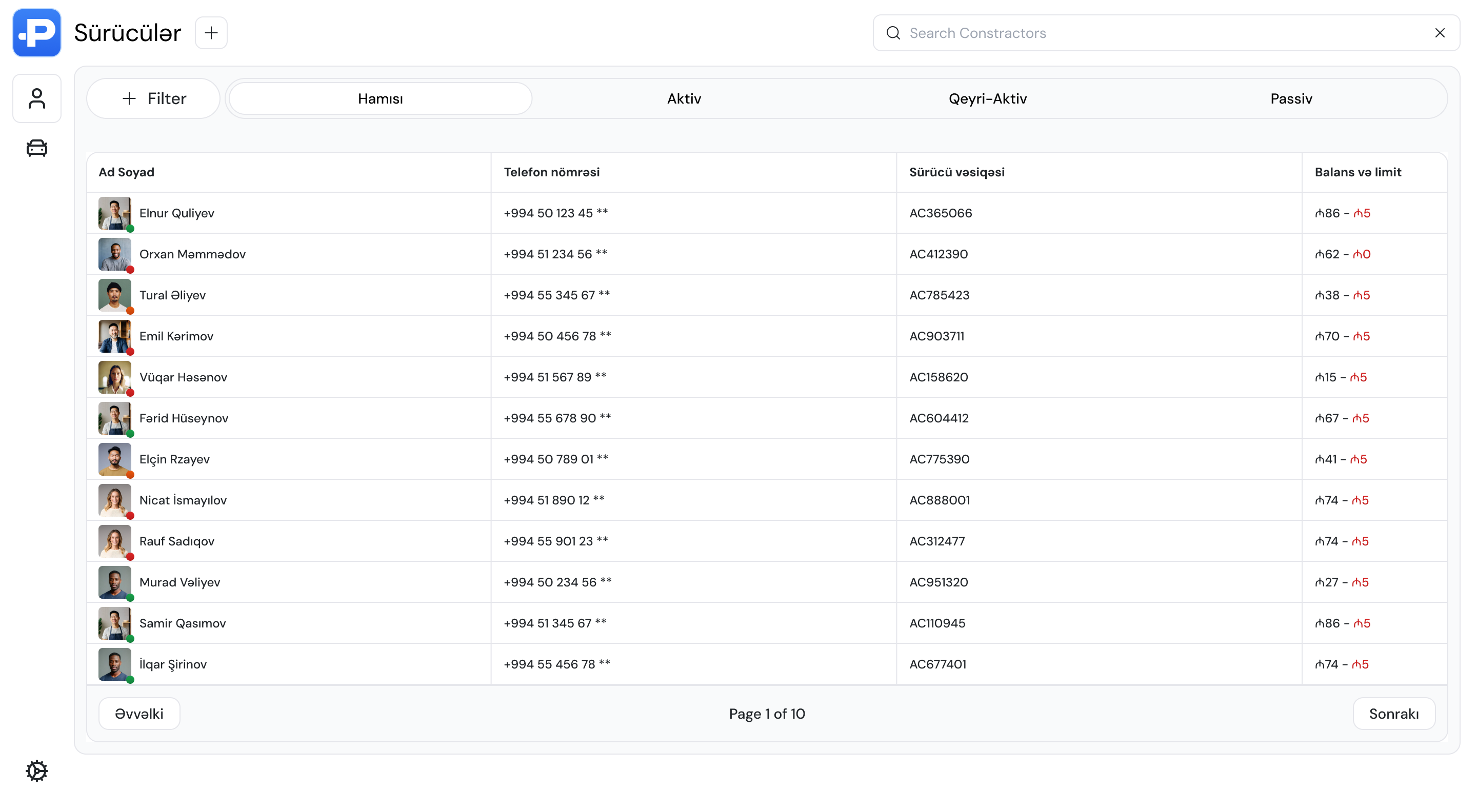 Sürücülərə nəzarət et