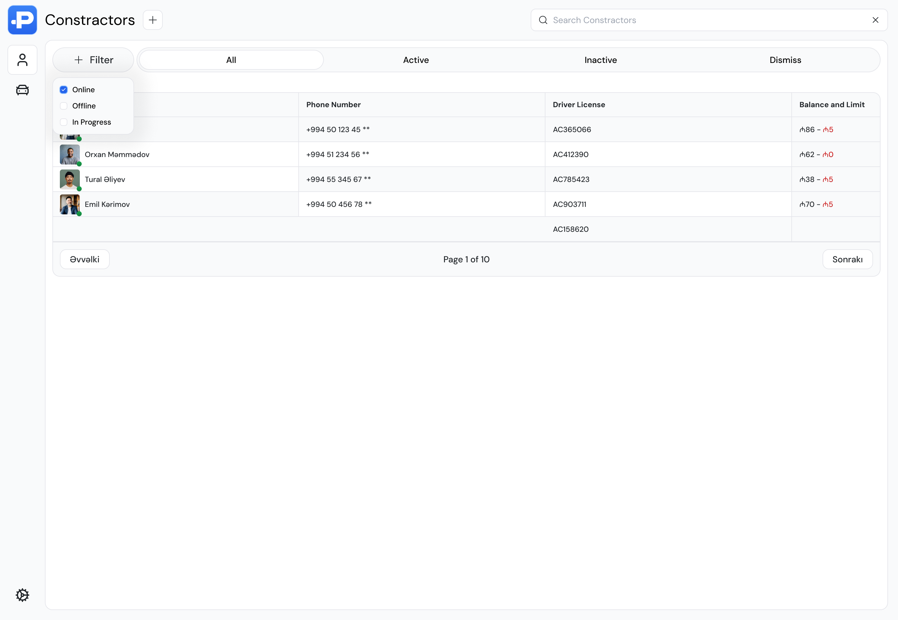 Sürücü statuslarını anında izləyin