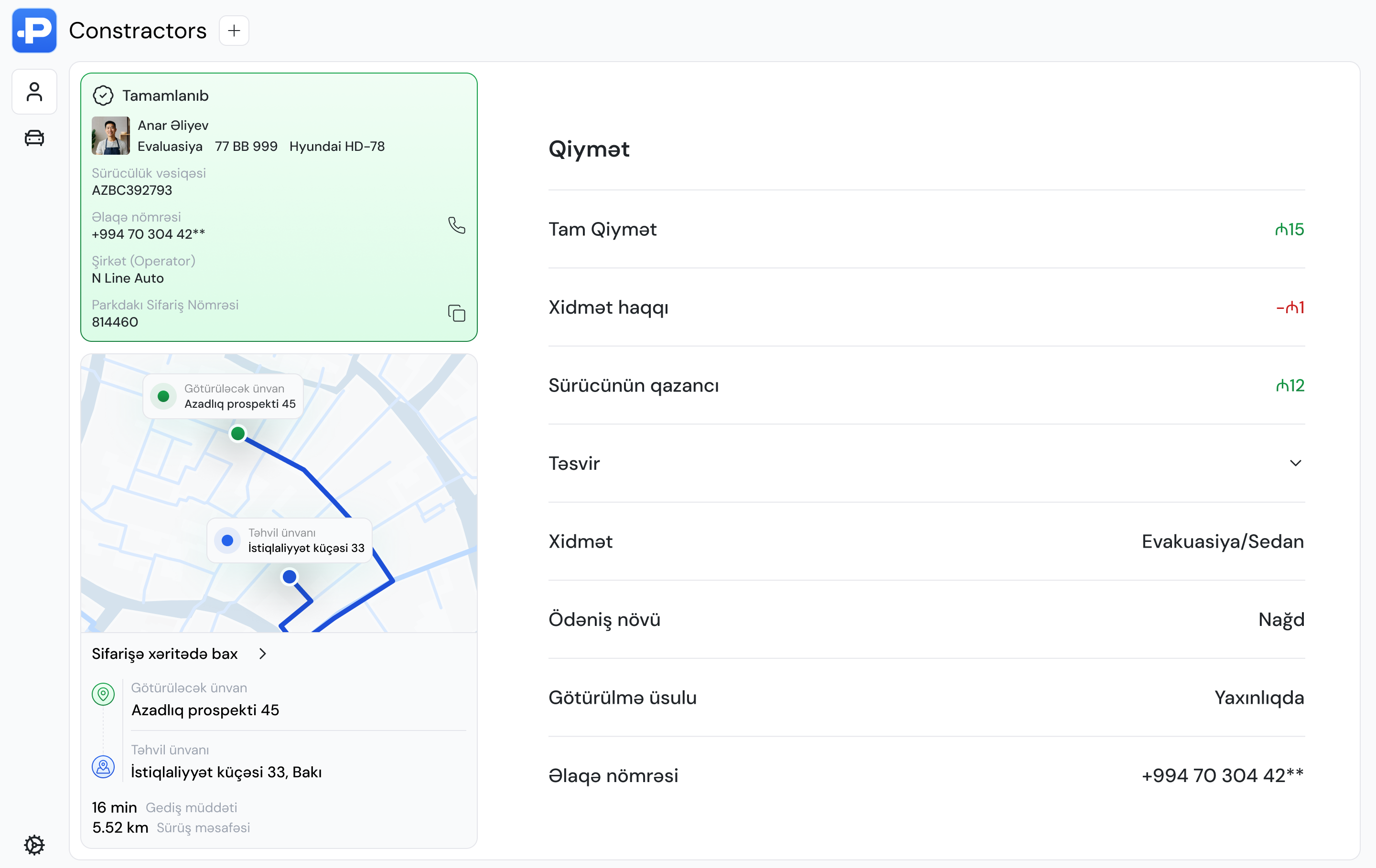 Hər sifarişin tam təfərrüatını görün